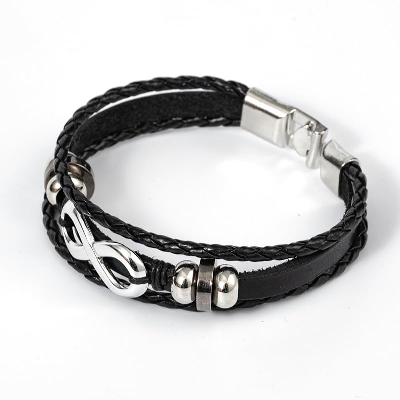 Black Braided Bracelets Unisex Endless Love Infinity Link Bracelets Fashion Braided Wristband Bangle Gift for Men Women