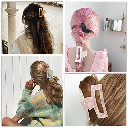 Magicsky 10 Pcs Resin Hair Claw Clips For Women Thick Thin Hair Updos, Long | Acrylic Celluloid Large Claw Clip, Mermaid Pearlescent/Sweet Pink/Marble Pattern, Strong Hold 90s Cute Girls Hair Accessories - color: Multicolor B