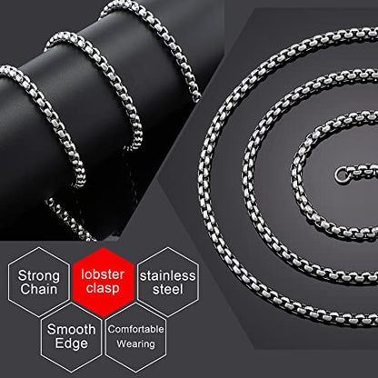 Mens Chain Necklaces, Stainless Steel Rolo Chain Necklace for Men & Women - color: Silver 2mm
