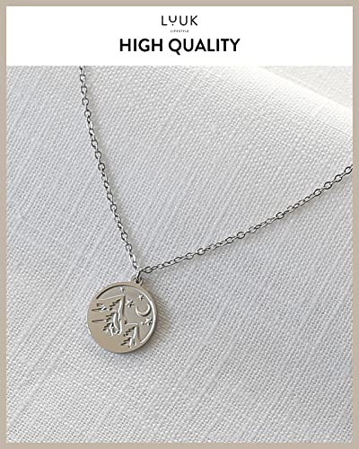 LUUK LIFESTYLE Stainless steel necklace with pendant and HAPPINESS card, 20” adjustable length, lucky charm, friendship chain, Valentine's Day gift, birthday, women's jewelry, silver, gold, rosegold - color: Silver, size: Mountain