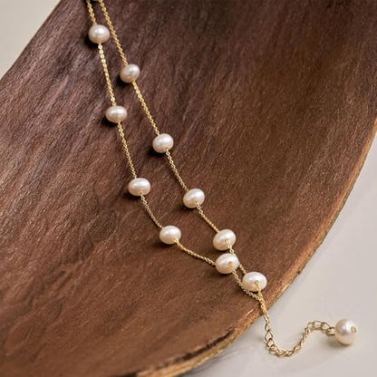 Pearl Bracelets for Women Dainty Gold Pearl Stretch Stackable Bracelet Bridesmaid Wedding Jewelry Gifts Prom Wedding Guest Dress - color: P:2Layered Pearl Bracelet