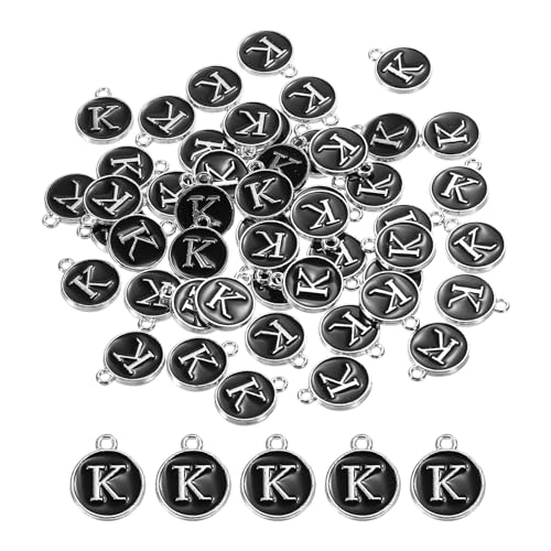 MECCANIXITY Alphabet Enamel Letter Charm Jewelry Charm Pendant for Jewelry Making, Bracelet, Craft - style: K