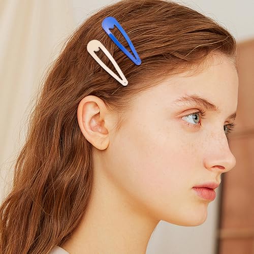 40 Pcs Snap Hair Clips 2.8 Inch / 7cm Non-Slip Metal Hair Barrettes for Women Hair Large Candy Colors Hairpins