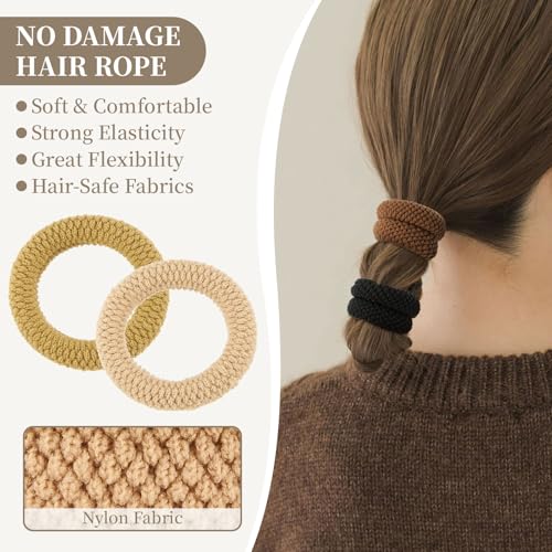 QIUTIMIY 10 Pcs No Damage Hair Ties Thick Hair Elastic Rubber Bands Hair Accessories Scrunchies Seamless for Women - color: Style 4