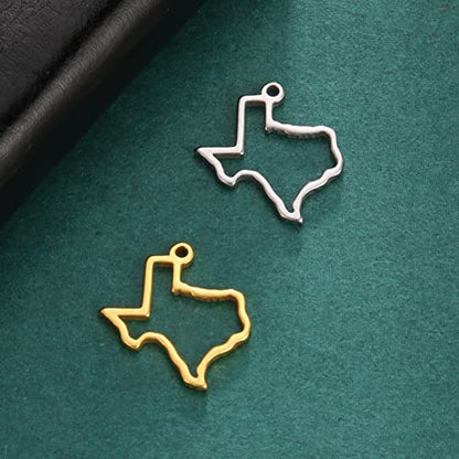 kkjoy 5Pcs Hollow Continents Maps of USA Pendant Charms for Jewelry Making and Crafting, Stainless Steel Mini Charm Craft Supplies Accessories for DIY Bracelet Necklace Earrings - color: Hollow Texas Map - Silver