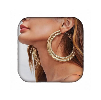 Extra Large Chunky Cuban Hoop Earrings Geometric Double Layered Round Loop Earrings for Women Prom Party Festival Jewelry (80mm silver) - size: 80mm silver
