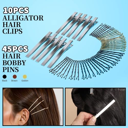 FANDAMEI Hair Accessories Kit - Elastic Hair Ties, Cotton Bands, Rubber Bands, Hair Pins, Rat Tail Comb for Women