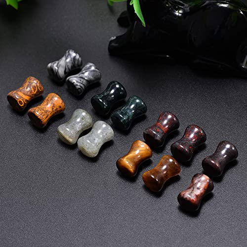 14PC 7 Pairs Stone Ear Plugs Double Flare Saddle Stretching Gauges Expander Stretchers 2G(6mm)-5/8"(16mm) - color: #1 2g(6mm)