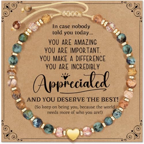 Inspirational Bracelets Gifts for Women: Healing Natural Stone Beads Bracelets - Birthday Mothers Day Gifts Thinking of you Get Well Soon Gift for Women Friends Sister Mom - color: HEART-APPRECIATED