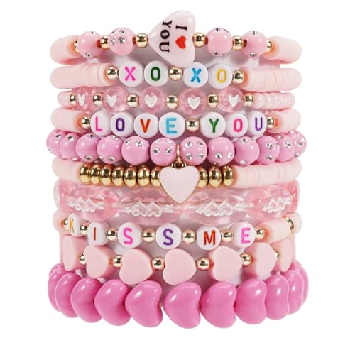 Twinfree Bohemia Beaded Bracelet for Women, Polymer Clay Stretch Bracelets - color: color 56