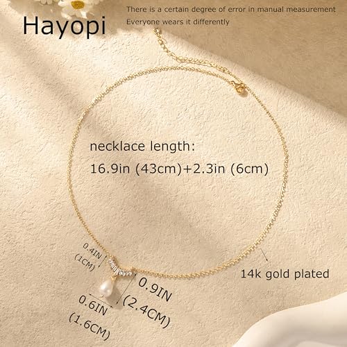 Pearl Necklaces for Women,Dainty Gold Pendant Necklaces Waterproof Jewelry | 14K Gold Plated Pearl Necklaces,Dainty Elegant Wedding Necklace,Small Cute Adjustable Minimalist Necklace,Non Tarnish Jewelry - color: GOLD-12