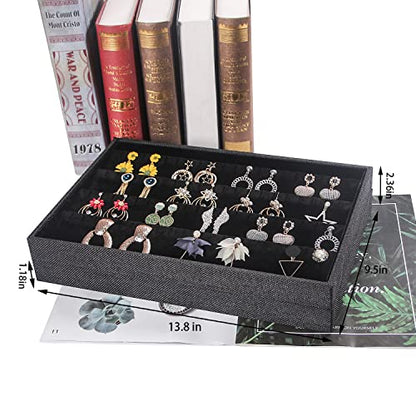 Julysky 2 Pcs/set Stackable Jewelry Organizer Trays，Earrings Tray+Earrings Tray, Jewelry Displays for Selling,Black - size: Earrings Tray + Earrings Tray