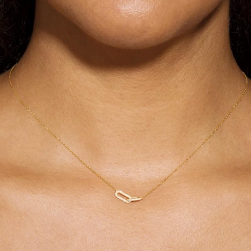 Evabelle Gold Layered Necklace for Women Trendy Jewelry 14K Real Gold Plated Chunky Chain Stackable Necklaces Dainty Choker Necklaces Rectangle Square Pendant - color: Gold Necklace 06