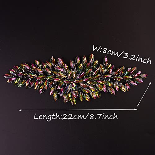 JWICOS Bridal Headband Crystal Wedding Hair Vine Headpieces for Bride and Girls (Colorful) - color: Colorful
