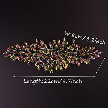 JWICOS Bridal Headband Crystal Wedding Hair Vine Headpieces for Bride and Girls (Colorful) - color: Colorful