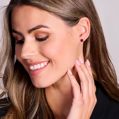Orovi Round 14K Gold Earrings for Women in Solid 14K White Gold 585/14K Yellow Gold 585 with Ruby/Sapphire/Zirconia/Emerald Gemstones, Stud Earrings For Women,Women's Jewelry Delivered in Jewelry Box - color: 14K Yellow Gold/ Ruby