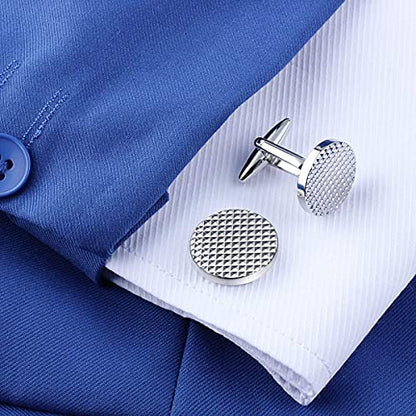 HAWSON Silver/Gold Cufflinks for Men with Tuxedo Shirt Studs,Men Accessories Jewelry with Gift Box,Gifts for Family,Best Friend on Wedding Business Birthday Anniversary - color: Silver ( Cufflinks with 6 pcs studs)