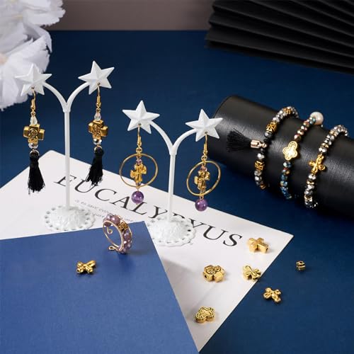 Craftdady 100 Pcs Tibetan Cross Beads - 10 Style Retro Alloy Crucifix Beads with Antique Golden Cross Spacers and Holy Charms for Jewelry Crafts - color: Antique Golden Cross