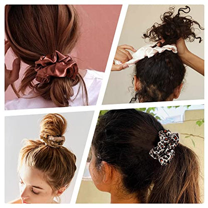 Scrunchies Hair Ties Elastics Bands Ponytail Holder Pack of Neutral Scrubchy Hair Accessories Women Girls (Big, 4 Color Mixed3) - color: Colorful