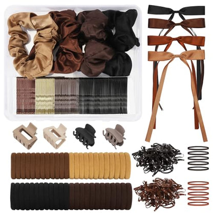 860Pcs Hair Accessories Set for Woman | Bow Hair Clips Hair Scrunchies Bobby Pins Claw Seamless Cotton Ponytail Holders Rubber Elastic Bands with Organizer Box