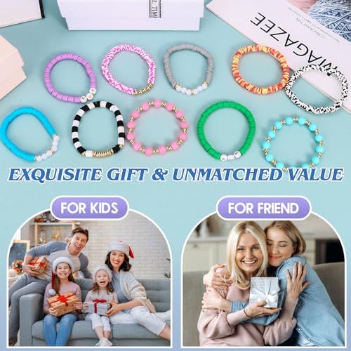 Friendship Bracelets Heishi Surfer Clay Bead Bracelets Set Stackable Beaded Preppy Jewelry Bracelets Friendship Boho Y2K Bracelets for Women Teen Girls Party Favors - color: Cute