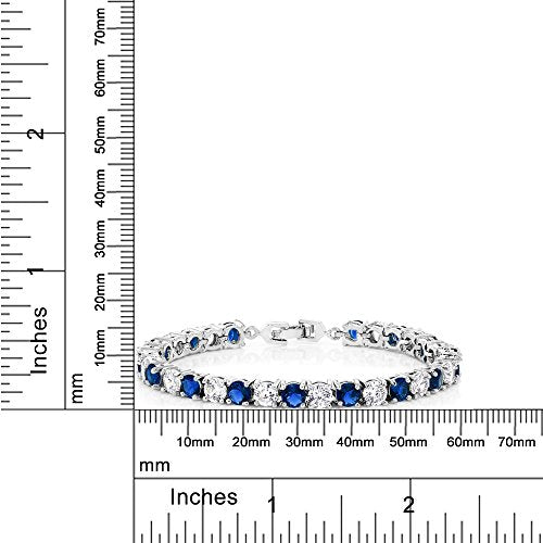 Gem Stone King Multi-Color Classic Tennis Bracelet for Women | Sparkling Round Cubic Zirconia CZ | 7.50 Cttw | 7 Inch | Fine Jewelry Gift for Mother's Day Birthday Anniversary Her Mom Wife - color: Blue & White