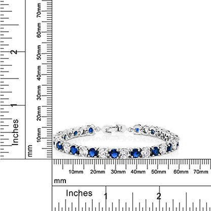 Gem Stone King Multi-Color Classic Tennis Bracelet for Women | Sparkling Round Cubic Zirconia CZ | 7.50 Cttw | 7 Inch | Fine Jewelry Gift for Mother's Day Birthday Anniversary Her Mom Wife - color: Blue & White