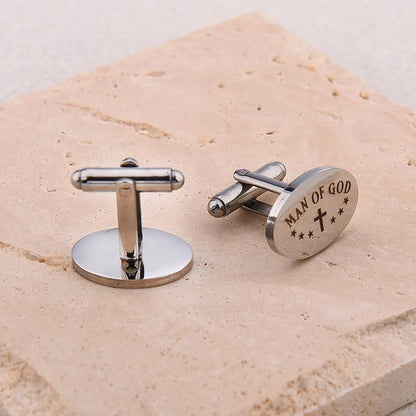 Religious Cufflinks for Men Christian Gifts for Dad Son Grandpa Fathers Day Gift for Husband Uncle Man Of God - style: man of god 03