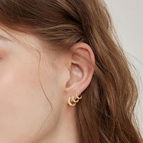Wgoud Small Gold Hoop Earrings Set for Women, 6 Pairs 14K Gold Plated Hypoallergenic Lightweight Huggie Hoops Earrings, Trendy Cartilage Cubic Zirconia Earrings for Women Gifts. - color: 01Gold