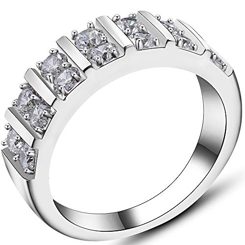 Jude Jewelers Stainless Steel Cubic Zircon Eternity Wedding Engaegment Band Ring