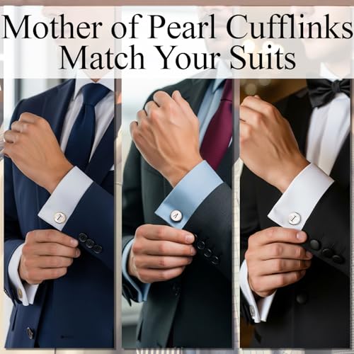 Cuff Links Mens Golden Silver Gunmetal Black, Cufflinks for Men Custom Initial Personalized Mother Of Pearl Mens Cufflink for Shirt Golden Silver Gunmetal Black Cuff Link Shirt for Wedding - style: Letter E