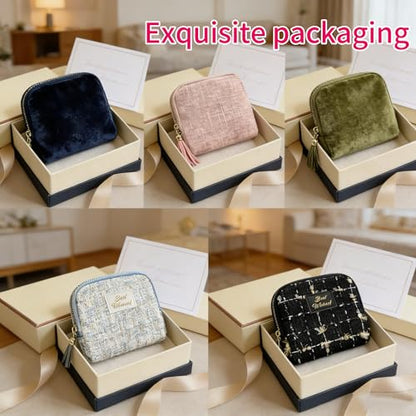 2PCS Small Travel Jewelry Pouch For Rings Gift &Use (peacock blue+purple) - color: peacock blue+purple