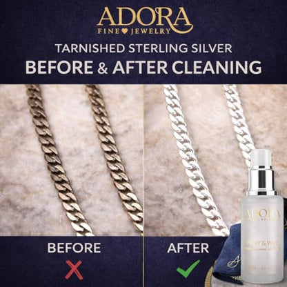Adora Universal Cleaner Kit Jewelry, Eyeglasses, iPhone, iPad, Samsung & iWatch | Removes Grease & Dirt | Safe for Gold, Silver, Diamonds & Gemstones | 3-Piece 1.69 fl oz