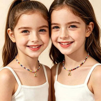 Colorful Initial Necklaces Gifts for Girls Kids Teens, 6-18 Year Old Girl Birthday Gift Teen Girl Gifts Trendy Stuff Gold Bubble Letter Pendent Necklace Jewelry - style: F