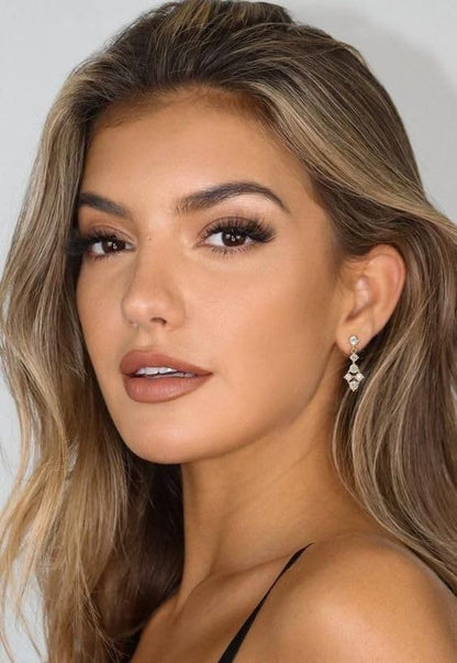 Lunvky 14K Gold Plated Dangle Earrings for Women Dainty Silver Drop Earring Trendy Long Dangling Wedding Bridesmaid Hoop Diamond Crystal Cute Earring Prom Jewelry Birthday Gifts - color: G-1 pair gold