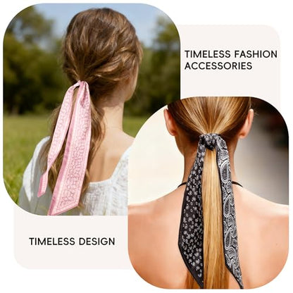 ZXZH 6 Pack Fashion Scarves for Women, Versatile Boho Head Scarf | Satin Scarf for Hair, Neck, Wrist, and Purse Accessories - color: Classic Paisley