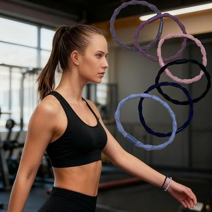 Hair Ties Elastics,Boho Hair Tie Bracelets,Hair Accessories | Cute Braided Hair Rubber Bands, 24 PCS No Pull Hair Elastics for Women, Ponytail Holders for Thick & Thin Hair
