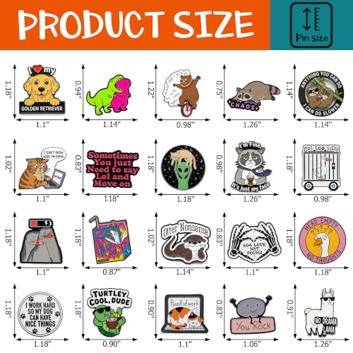 Sowpopy 20 Pcs Funny Enamel Pins Bulk, Cute Backpack Pins Cool Fun Badge Lapel Pins for Backpacks, Hats, Bags, Adults