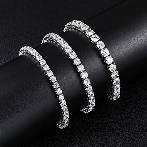 MDFUN 18k White Gold Plated CZ Tennis Bracelet, 4MM Cubic Zirconia Charm Bracelet for Women Men - style: 8.5" tennis bracelet