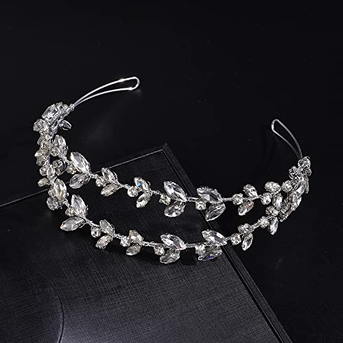 JWICOS Crystal Wedding Headband Tiara Bridal Rhinestone Headpiece Wedding Hair Accessories Tiara for Women and Girls (Silver) - color: Silver
