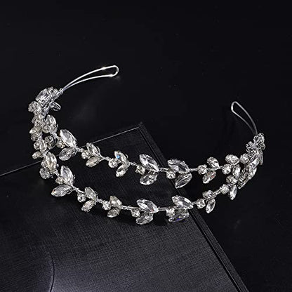 JWICOS Crystal Wedding Headband Tiara Bridal Rhinestone Headpiece Wedding Hair Accessories Tiara for Women and Girls (Silver) - color: Silver