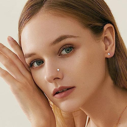 ONESING 9-40 Pcs Nose Rings - Hoops, Studs & L Shape - Hypoallergenic Stainless Steel Nose Piercings for Women & Men - color: Silver D-36Pcs