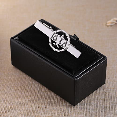 TINGKU Attorney Lawyer Cufflinks and Tie Clip for Men Gifts Scales of Justice Cuff links Tie Clasp Father in Law Enforcement Suit Shirt Jewelry - style: Tie Clip Silver