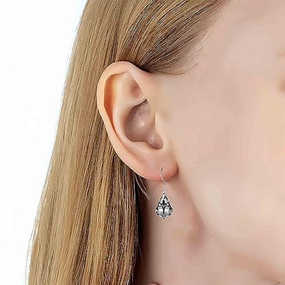 Austrian Crystal Baroque Drop Dangle Earrings for Women 925 Sterling Silver Hook Hypoallergenic Jewelry - color: Black