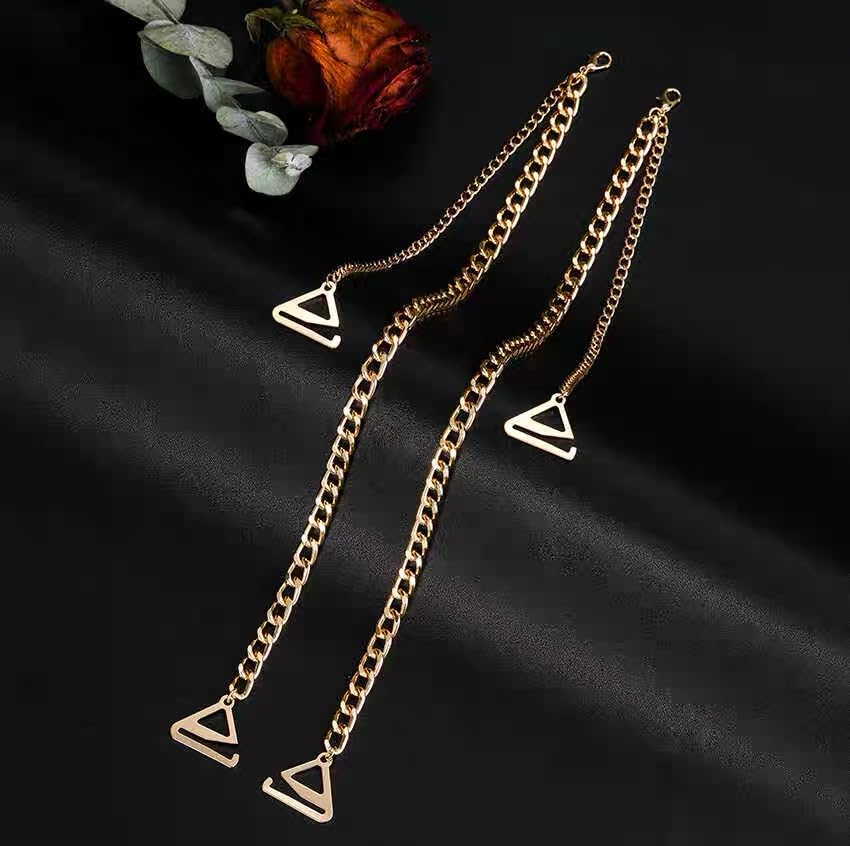 2PCS Adjustable Cuban Link Underwear Chain for Women Simple Bra Shoulder Strap Aesthetic Non-slip Lingerie Straps Bridal Wedding Dress Rave Party Festival Accessories Summer Body Jewelry - color: Gold