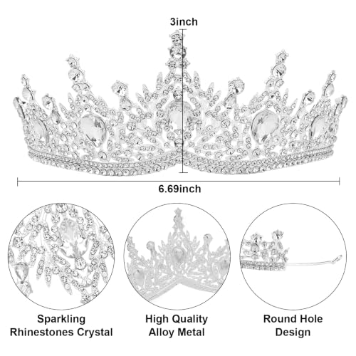 Casoty Silver Crystal Tiaras and Crowns for Women, Rhinestone Queen Headband Bridal Headpieces for Wedding Birthday Prom Quinceanera Pageant Party - color: Sliver
