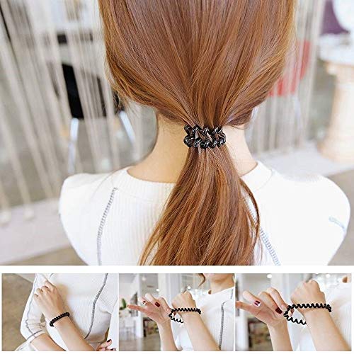 20 PCS Fine Spiral Hair Ties Plastic Coil Ponytail Holder Phone Cord Elastics Accessories for Women Girl