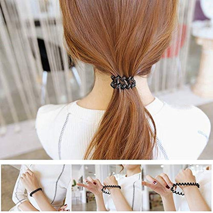 20 PCS Fine Spiral Hair Ties Plastic Coil Ponytail Holder Phone Cord Elastics Accessories for Women Girl