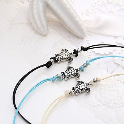 Softones Blue Starfish Turtle Anklet Multilayer Charm Beads Sea Handmade Boho Anklet Foot Jewelry for Women - style: A:Turtle 4