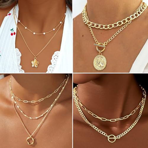 17 MILE 78 Pieces Gold Jewelry Set for Women, 9 Necklace, 24 Bracelet, 22 Earrings, 23 Knuckle Rings Gold Plated Jewerly set for Women Gift - color: gold Jewelry Set-chunky